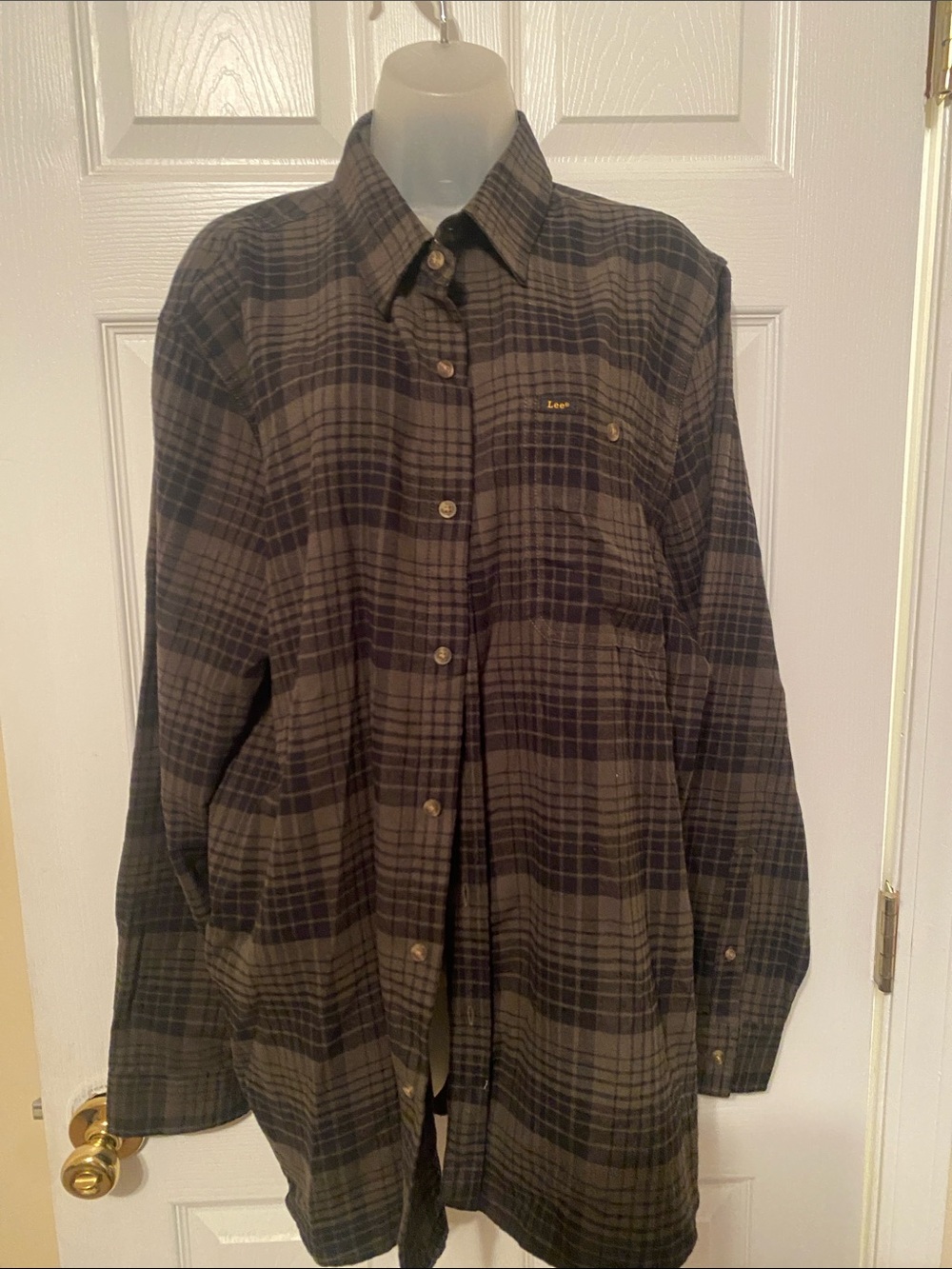 Lee Olive & Black Plaid Button-Up Shirt